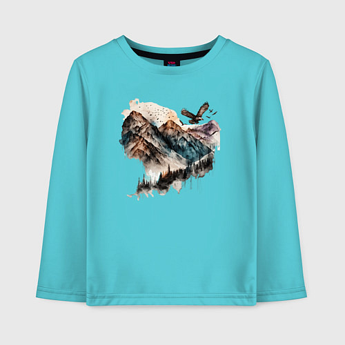 Детский лонгслив Mountain eagle / Бирюзовый – фото 1