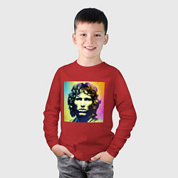 Лонгслив хлопковый детский Цифровой Арт Джим Моррисон, цвет: красный — фото 2