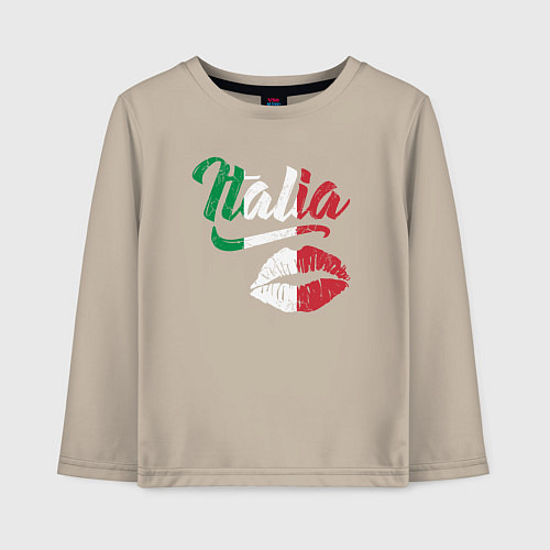 Детский лонгслив Поцелуй Италии / Миндальный – фото 1