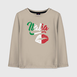 Лонгслив хлопковый детский Поцелуй Италии, цвет: миндальный