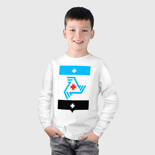 Детский лонгслив Балезинский район / Белый – фото 3