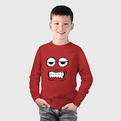 Лонгслив хлопковый детский Unhappy tired emoji smile face, цвет: красный — фото 2