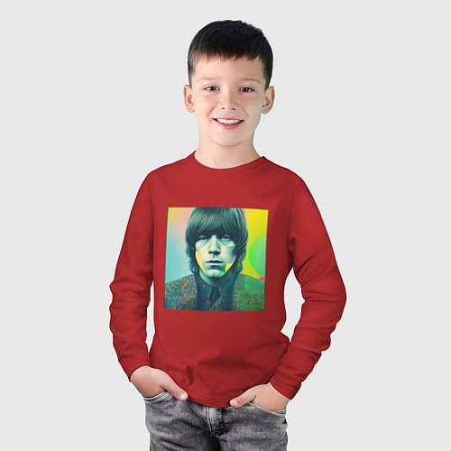 Детский лонгслив Brian Jones Pop Glitch Art / Красный – фото 3