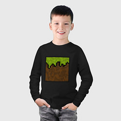 Лонгслив хлопковый детский Блок земли майнкрафта, цвет: черный — фото 2