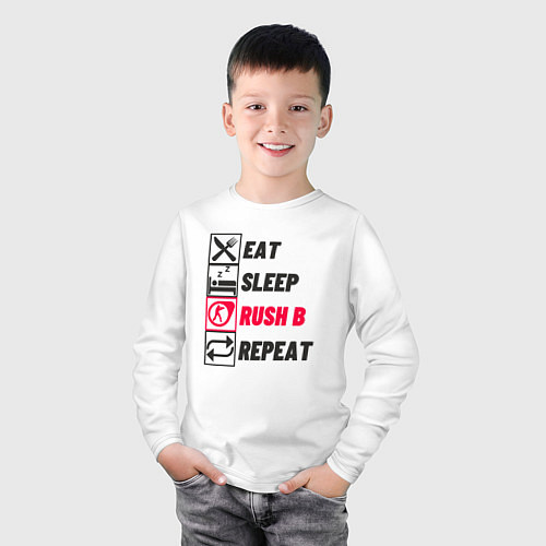 Детский лонгслив Eat sleep rush b repeat / Белый – фото 3