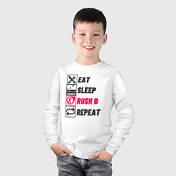 Лонгслив хлопковый детский Eat sleep rush b repeat, цвет: белый — фото 2