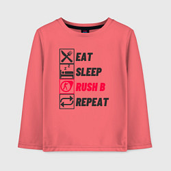 Лонгслив хлопковый детский Eat sleep rush b repeat, цвет: коралловый