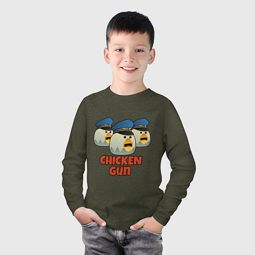 Детский лонгслив Chicken Gun команда синие / Меланж-хаки – фото 3