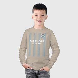 Лонгслив хлопковый детский Эрлинг Холанд Манчестер Сити форма 2324, цвет: миндальный — фото 2