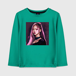 Лонгслив хлопковый детский Blackpink Jennie аниме рисунок, цвет: зеленый