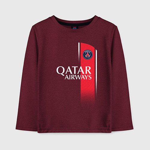 Детский лонгслив Килиан Мбаппе форма ФК ПСЖ 2324 домашняя / Меланж-бордовый – фото 1