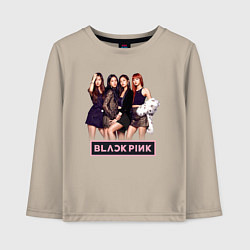 Лонгслив хлопковый детский Rose Blackpink kpop, цвет: миндальный