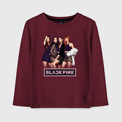 Лонгслив хлопковый детский Rose Blackpink kpop, цвет: меланж-бордовый