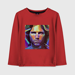 Лонгслив хлопковый детский Jim Morrison neon portrait art, цвет: красный