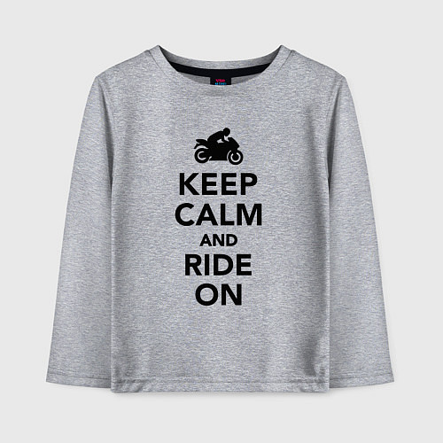 Детский лонгслив Keep calm and ride on / Меланж – фото 1