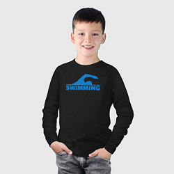 Лонгслив хлопковый детский Swimming sport, цвет: черный — фото 2