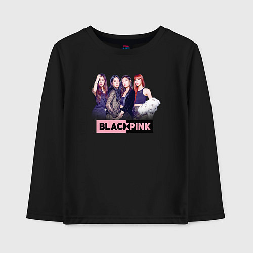 Детский лонгслив Blackpink girls / Черный – фото 1