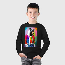 Лонгслив хлопковый детский Baer fashionista - pop art - neural network, цвет: черный — фото 2