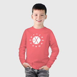 Лонгслив хлопковый детский Logo EXO, цвет: коралловый — фото 2