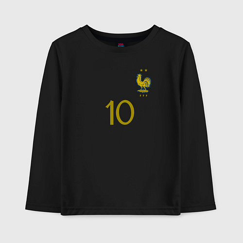 Детский лонгслив Килиан Мбаппе ЧМ 2022 сборная Франции / Черный – фото 1
