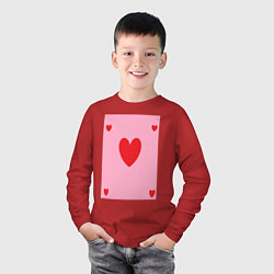 Лонгслив хлопковый детский Cердца пять, цвет: красный — фото 2