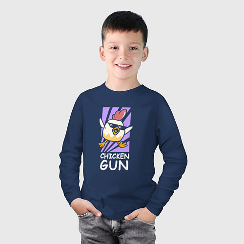 Детский лонгслив Chicken Gun - Game / Тёмно-синий – фото 3