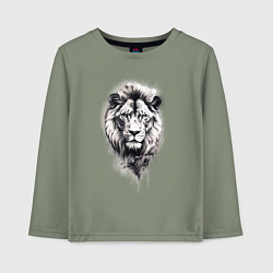 Лонгслив хлопковый детский Голова льва рисунок карандашом, цвет: авокадо