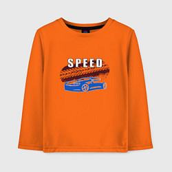 Лонгслив хлопковый детский Машина с надписью Скорость, цвет: оранжевый