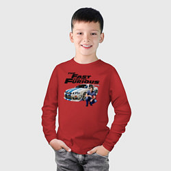 Лонгслив хлопковый детский Брайан ОКоннер Nissan Skyline R34, цвет: красный — фото 2
