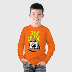 Лонгслив хлопковый детский Cheese photo camera, цвет: оранжевый — фото 2
