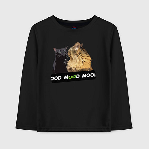Детский лонгслив Черный и рыжий кот - Mood / Черный – фото 1