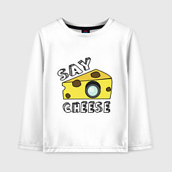 Лонгслив хлопковый детский Say cheese, цвет: белый