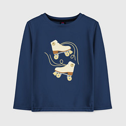 Лонгслив хлопковый детский Ретро ролики со смайлом, цвет: тёмно-синий