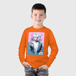 Лонгслив хлопковый детский BTS pink style, цвет: оранжевый — фото 2