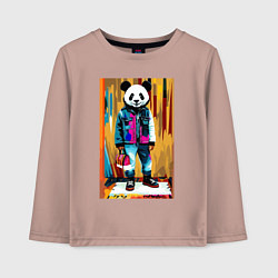 Лонгслив хлопковый детский Funny panda - pop art, цвет: пыльно-розовый