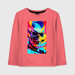 Лонгслив хлопковый детский Cool skull - pop art, цвет: коралловый