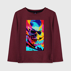 Лонгслив хлопковый детский Cool skull - pop art, цвет: меланж-бордовый