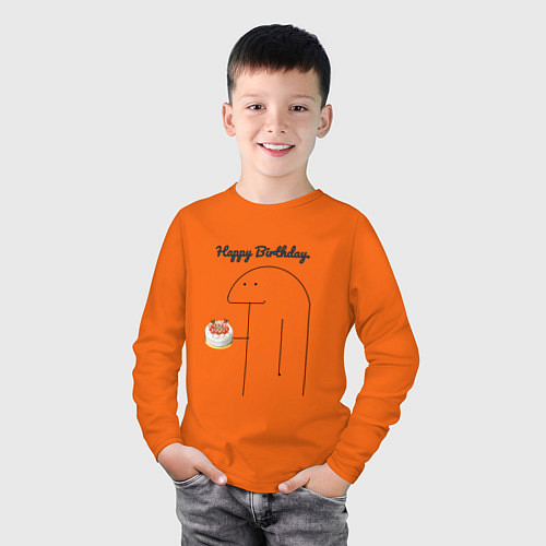 Детский лонгслив Happy Birthday Party / Оранжевый – фото 3