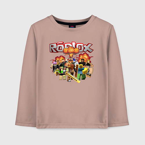 Детский лонгслив Роблокс на фоне взрыва roblox / Пыльно-розовый – фото 1