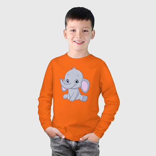 Детский лонгслив Милый слоненок / Оранжевый – фото 3