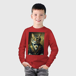 Лонгслив хлопковый детский Кот олигарх, цвет: красный — фото 2
