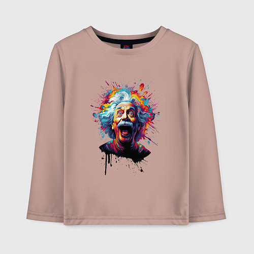 Детский лонгслив Эйнштейн с языком в краске / Пыльно-розовый – фото 1