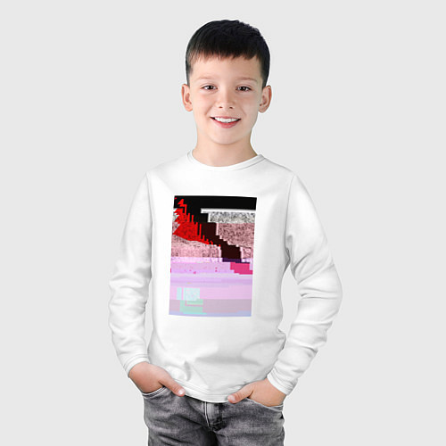 Детский лонгслив Abstract glitch / Белый – фото 3