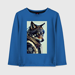 Лонгслив хлопковый детский Матёрый модный волчара, цвет: синий