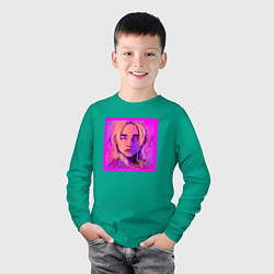 Лонгслив хлопковый детский Феликс - Stray Kids, цвет: зеленый — фото 2
