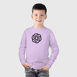 Лонгслив хлопковый детский Логотип ChatGPT, цвет: лаванда — фото 2