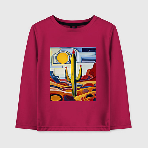 Детский лонгслив Одинокий кактус / Маджента – фото 1