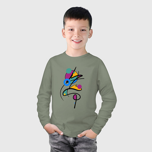Детский лонгслив Яркая разноцветная абстракция / Авокадо – фото 3