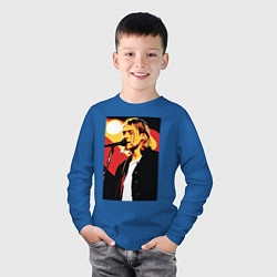 Лонгслив хлопковый детский Курт Кобейн с микрофоном, цвет: синий — фото 2