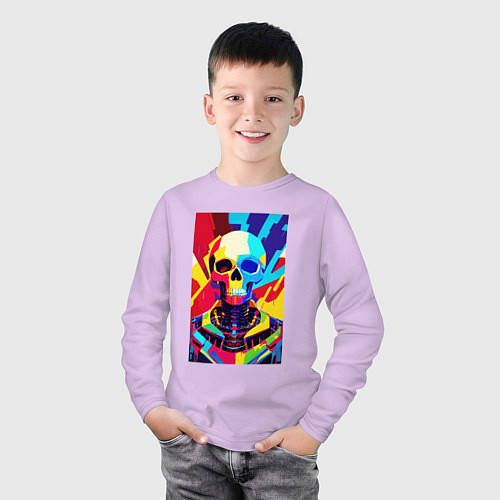 Детский лонгслив Pop art skull / Лаванда – фото 3